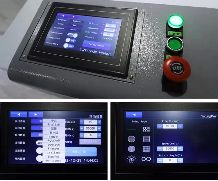 panel sterowania laserowej maszyny czyszczącej 